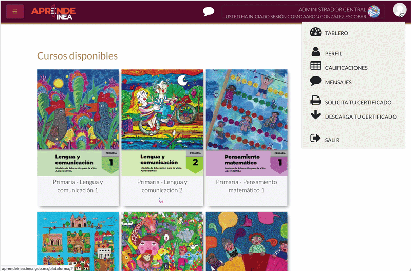 Pantalla que muestra las calificaciones.